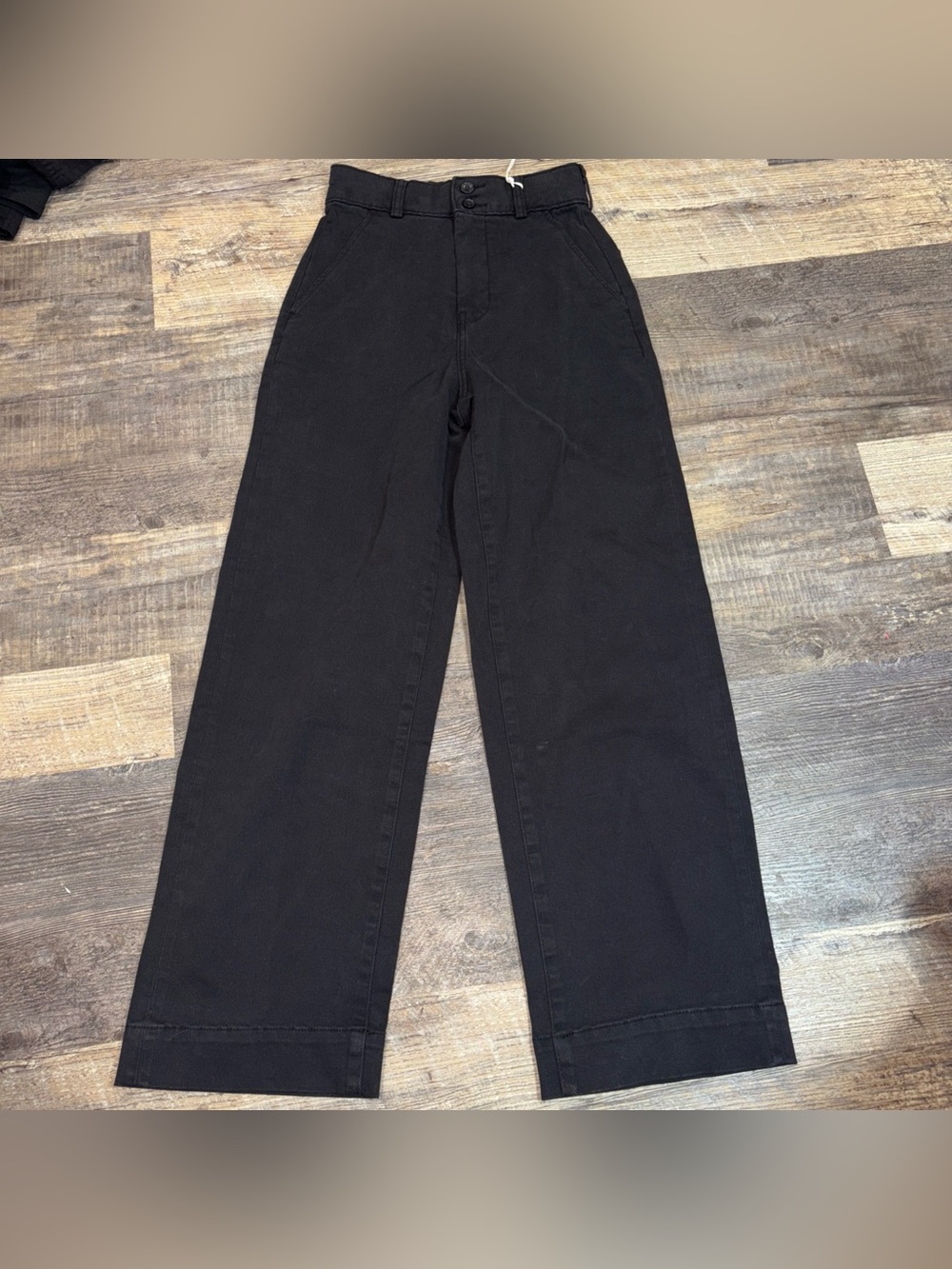 Everlane Wide Leg Black Pants Size 00 NWT Organic Cotton 28” Inseam